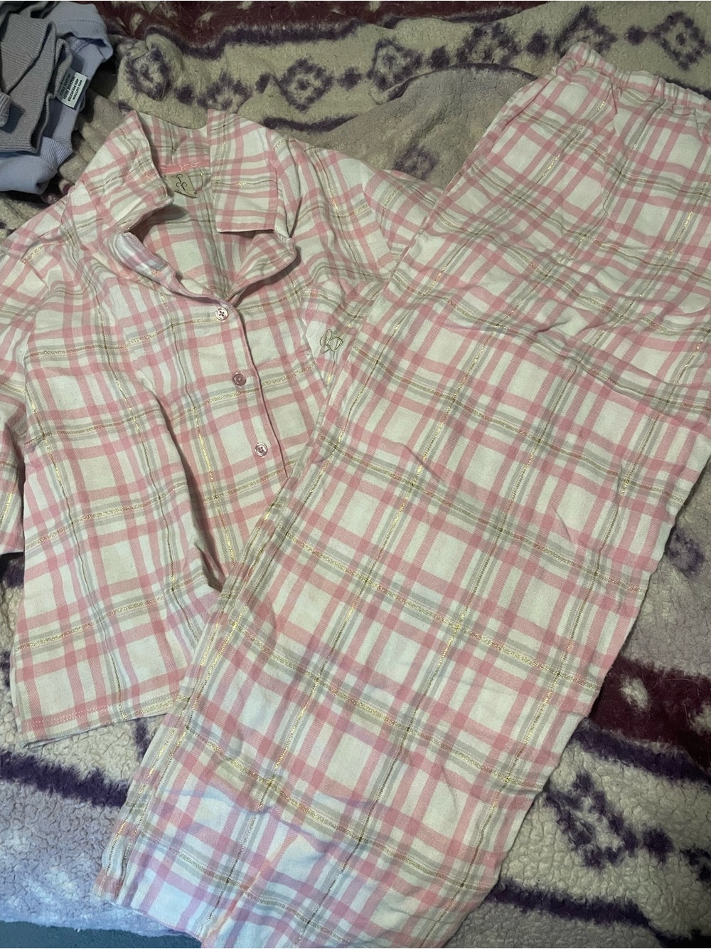 Jessica Simpson Pink Plaid Pajama Set Sleepwear - P/XL